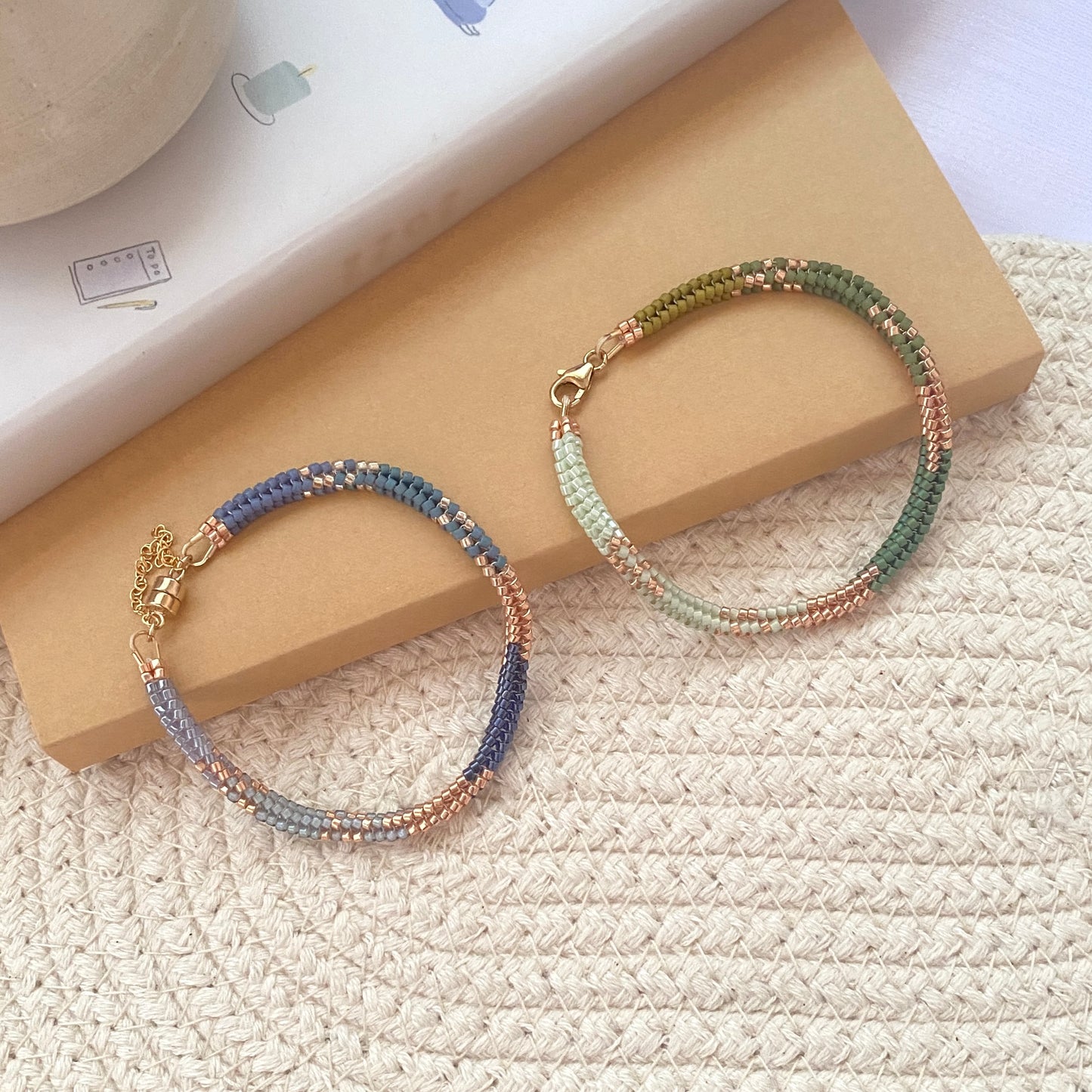 Gold-Green Herringbone Bracelet