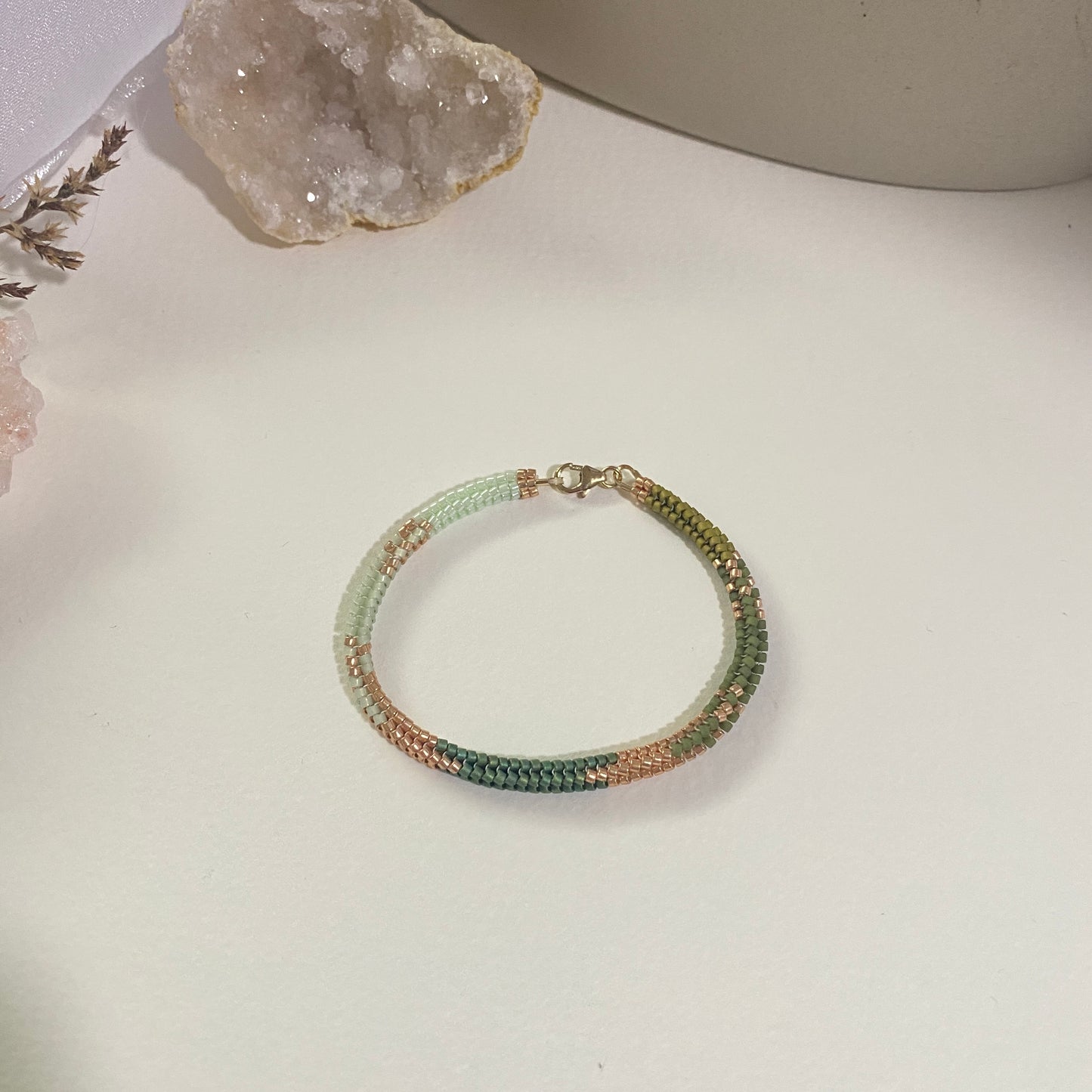 Gold-Green Herringbone Bracelet