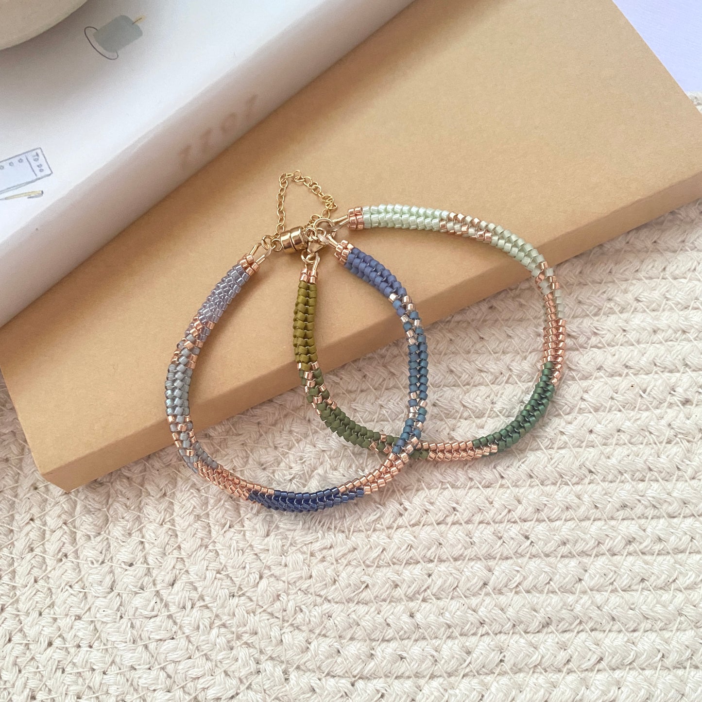 Gold-Green Herringbone Bracelet