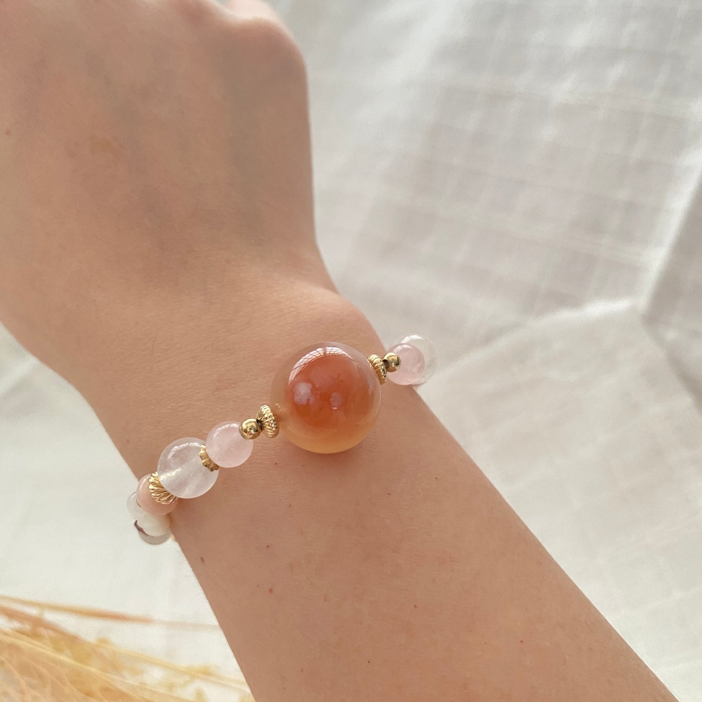 Red flower agate bracelet