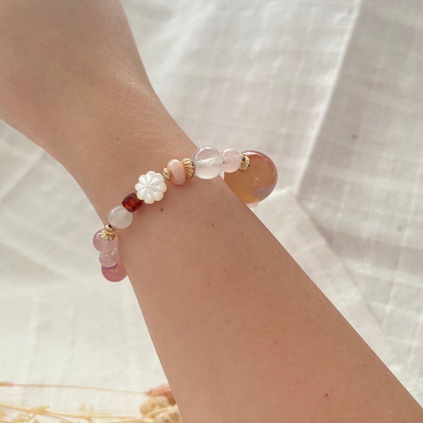 Red flower agate bracelet