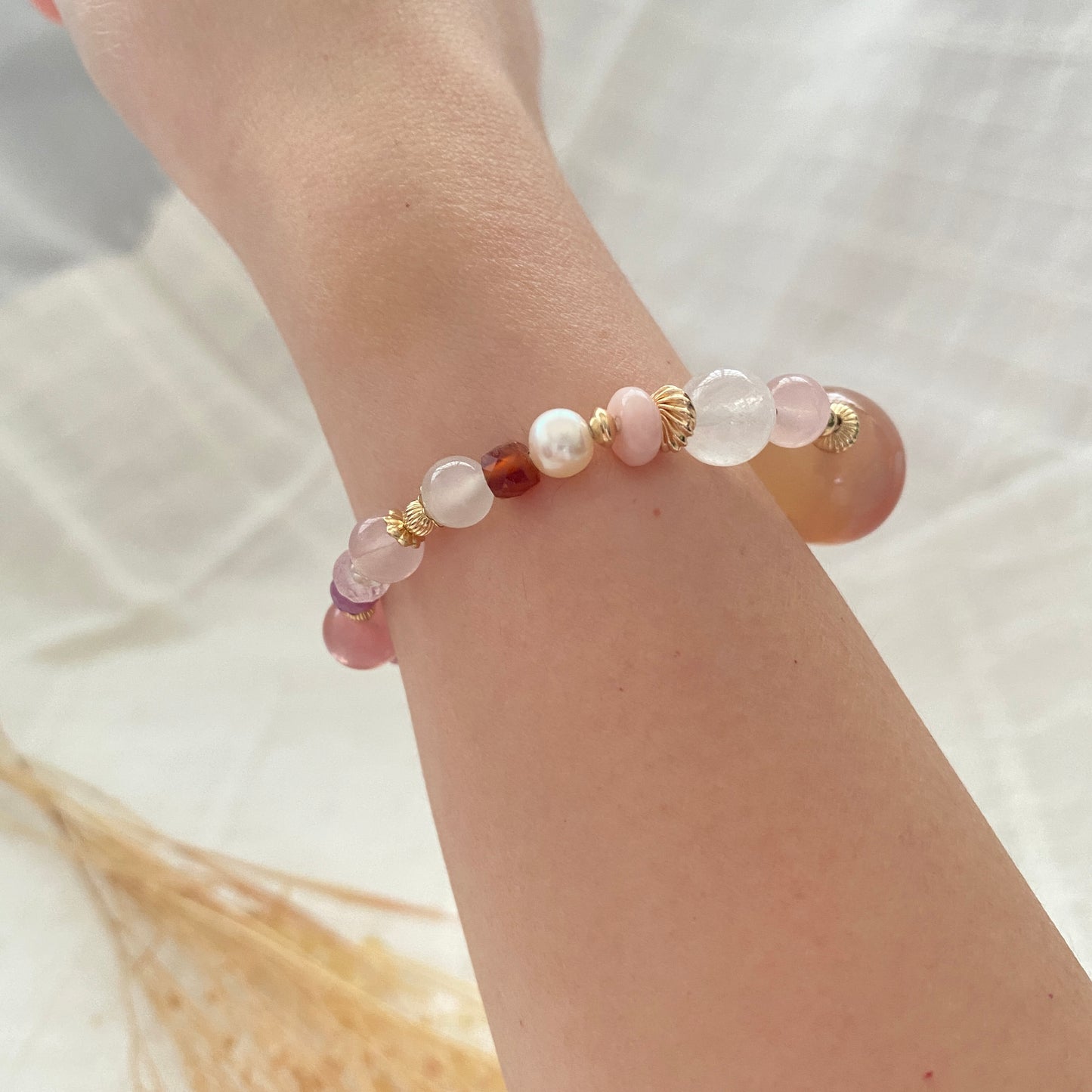 Red flower agate bracelet