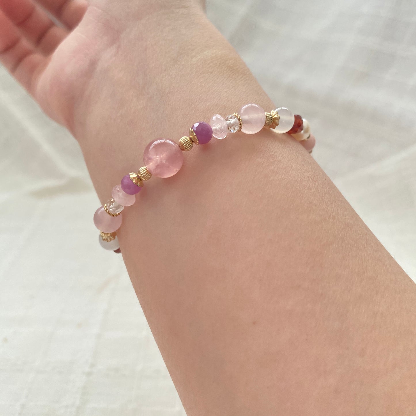 Red flower agate bracelet