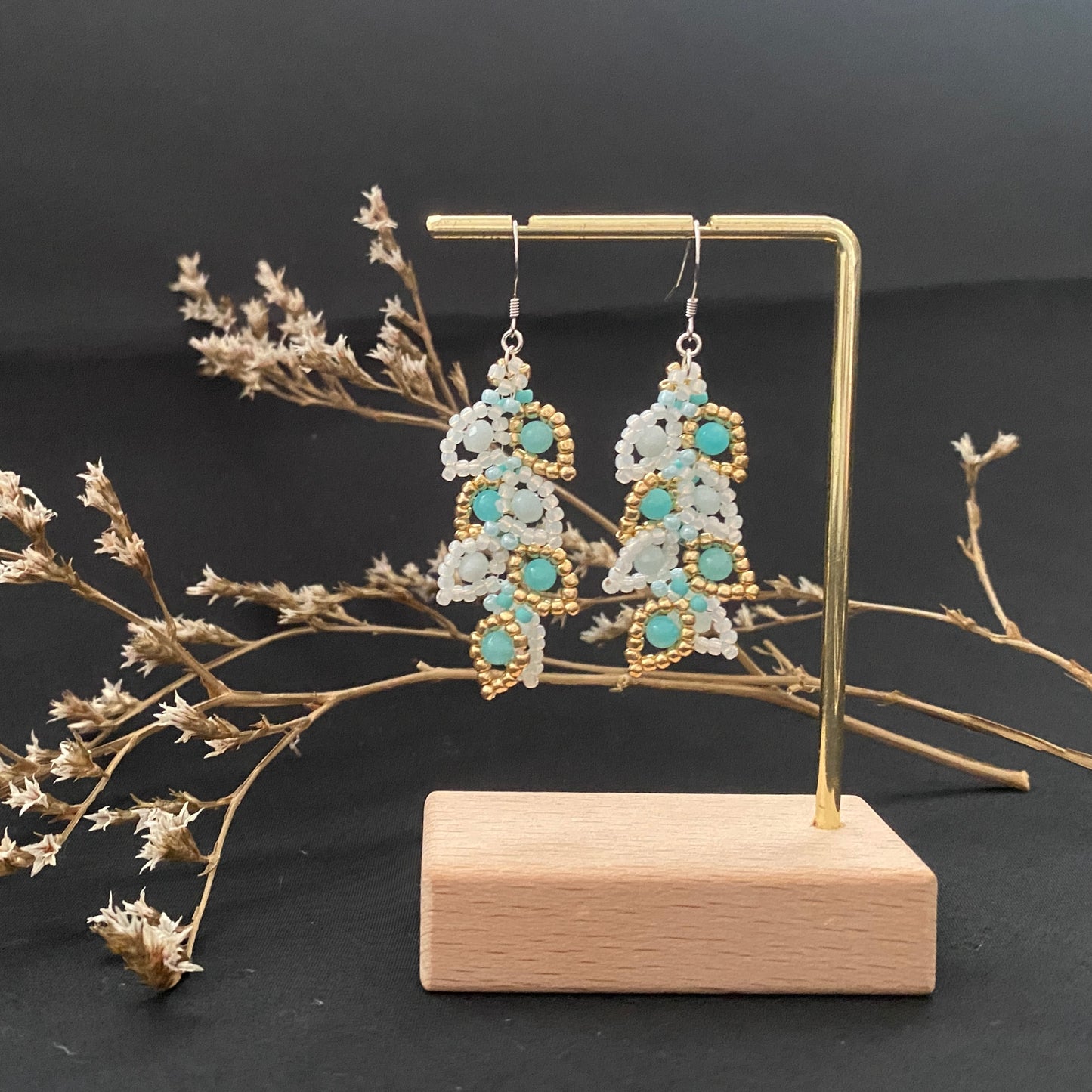 Amazonite Leaf Earring