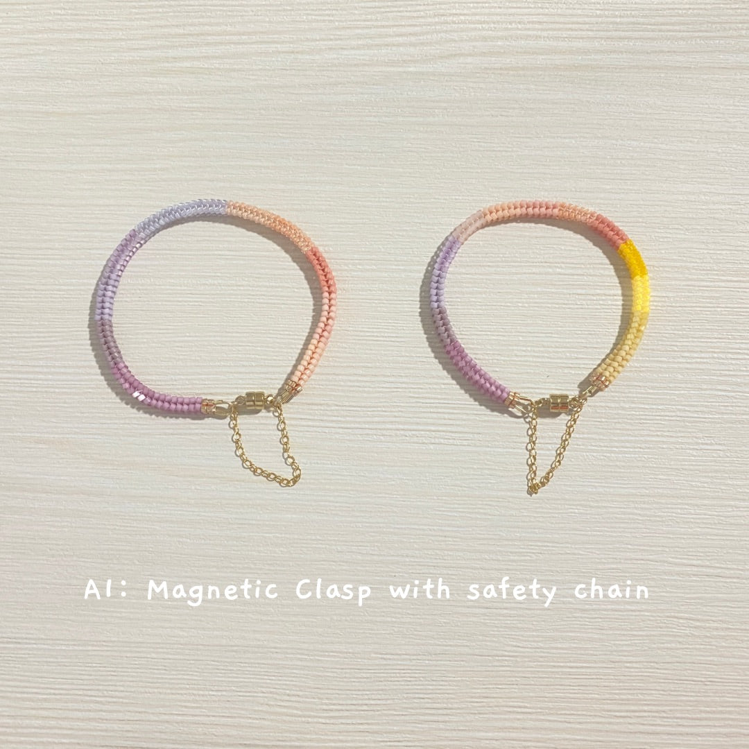 Yellow-Pink-Purple Ombre Herringbone Bracelet