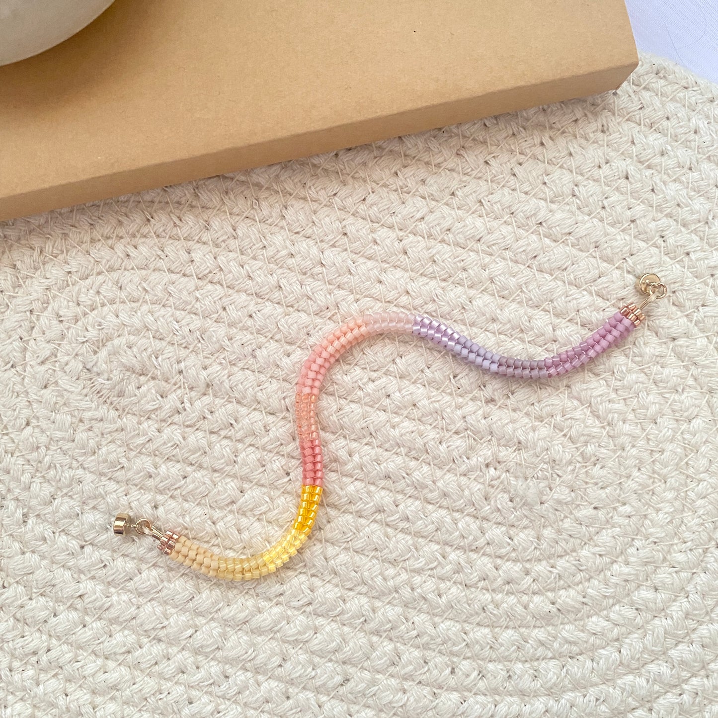 Yellow-Pink-Purple Ombre Herringbone Bracelet