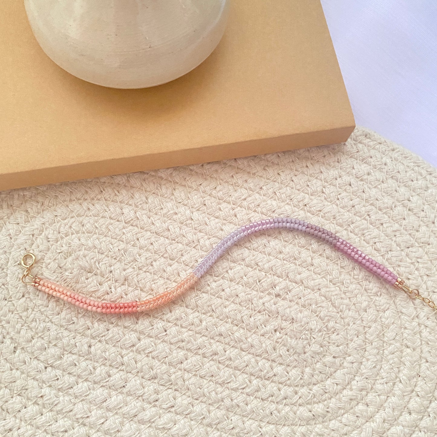 Pink-Purple Ombre Herringbone Bracelet