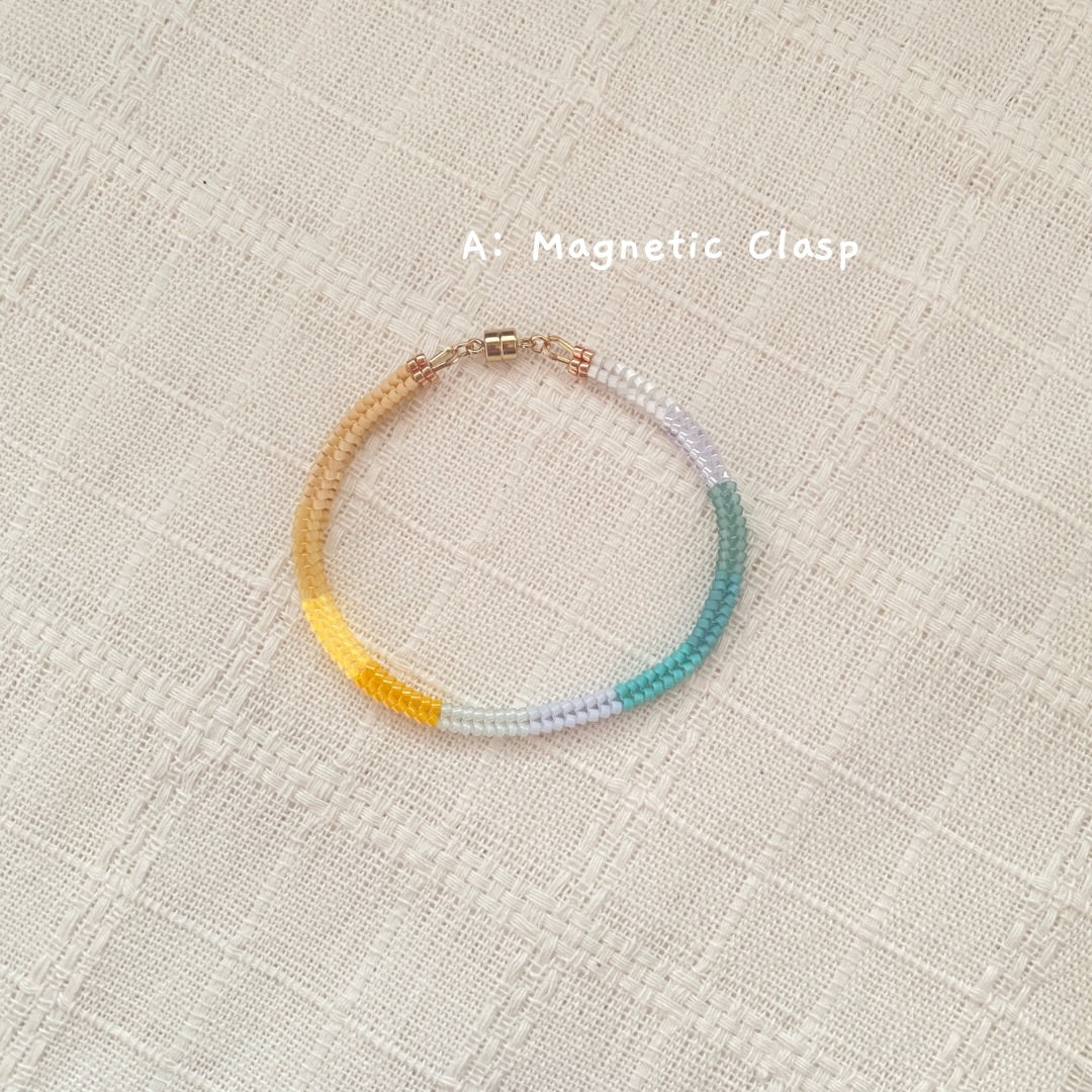 Yellow-Cyan-Blue Ombre Herringbone Bracelet