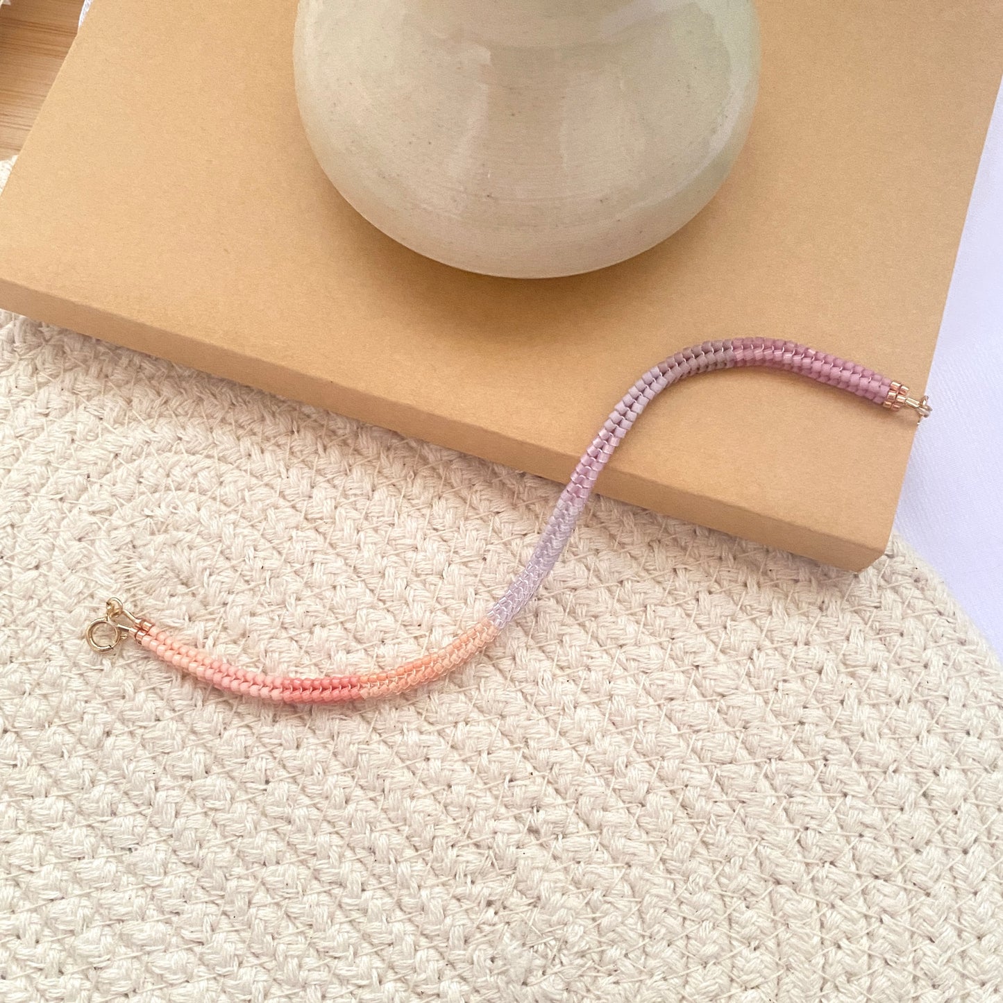 Pink-Purple Ombre Herringbone Bracelet