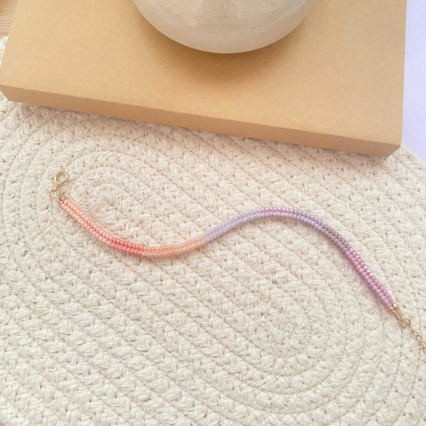 Pink-Purple Ombre Herringbone Bracelet