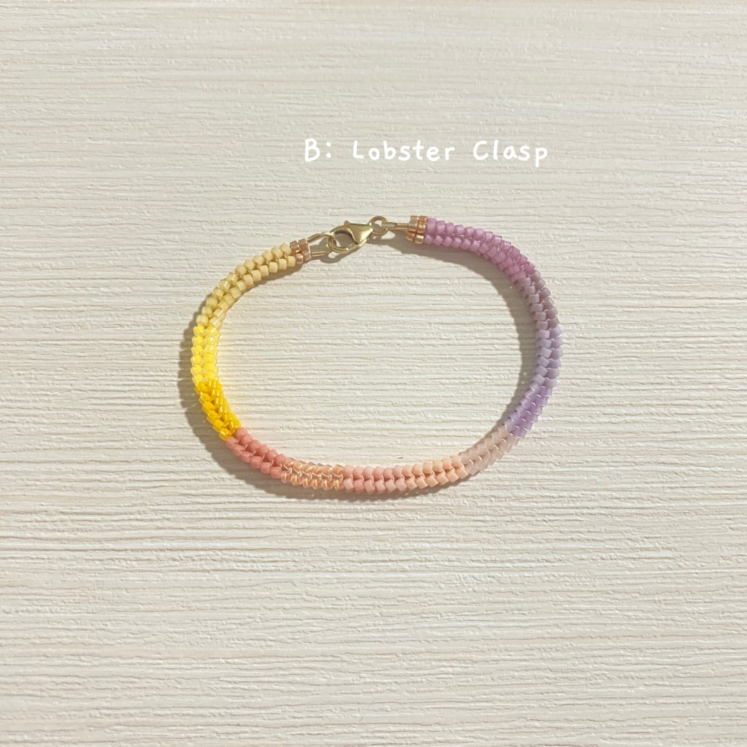 Yellow-Pink-Purple Ombre Herringbone Bracelet