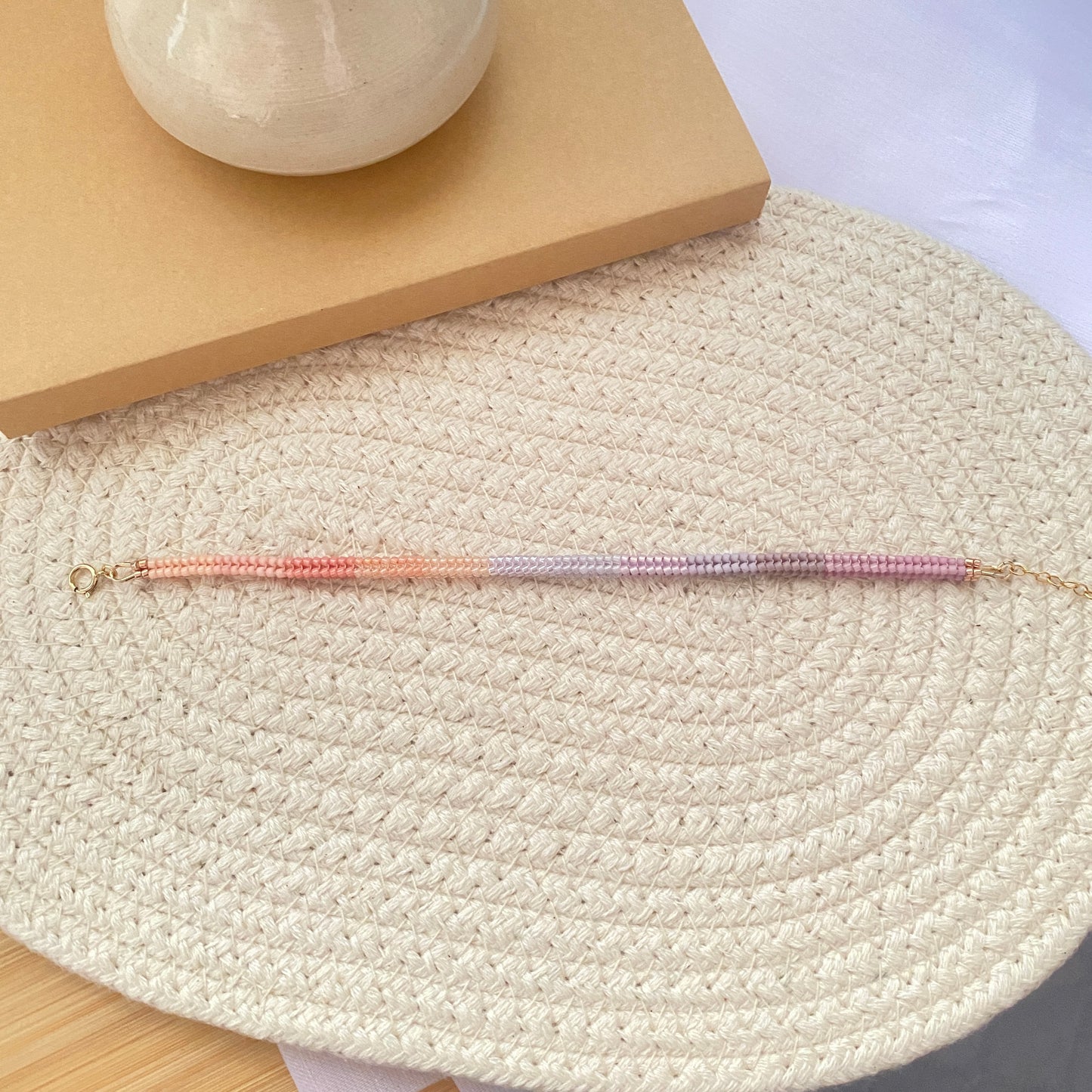Pink-Purple Ombre Herringbone Bracelet
