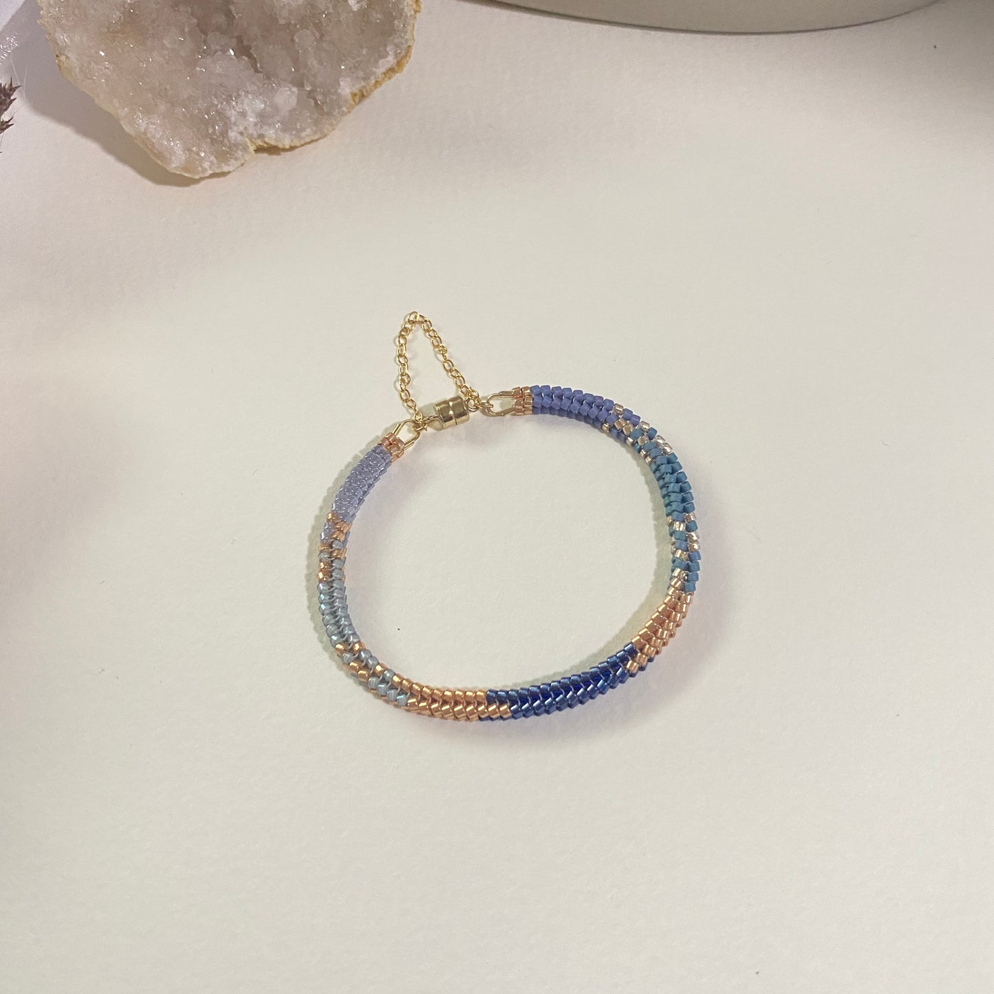 Gold-Blue Herringbone Bracelet