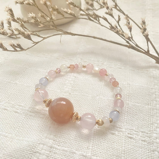 Orangey flower agate bracelet