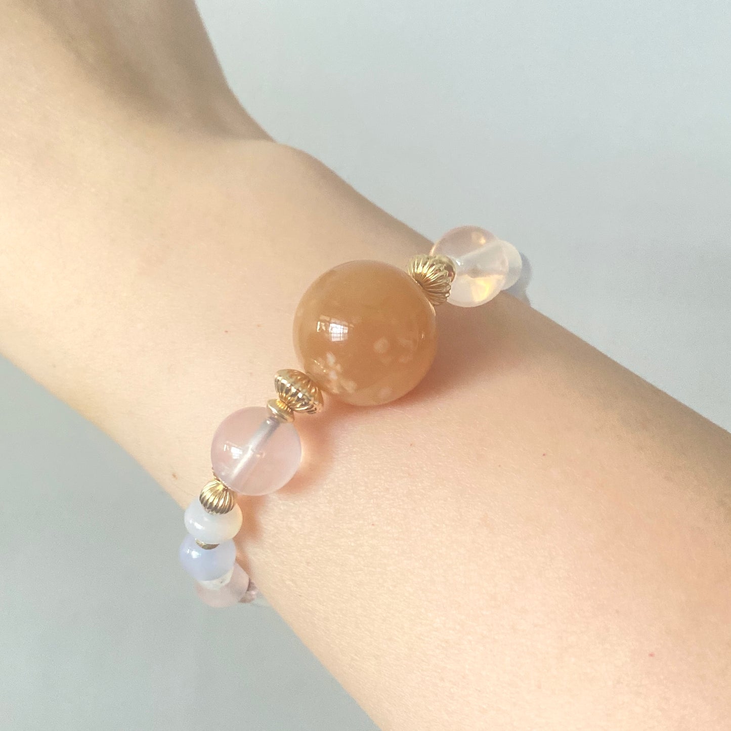Orangey flower agate bracelet