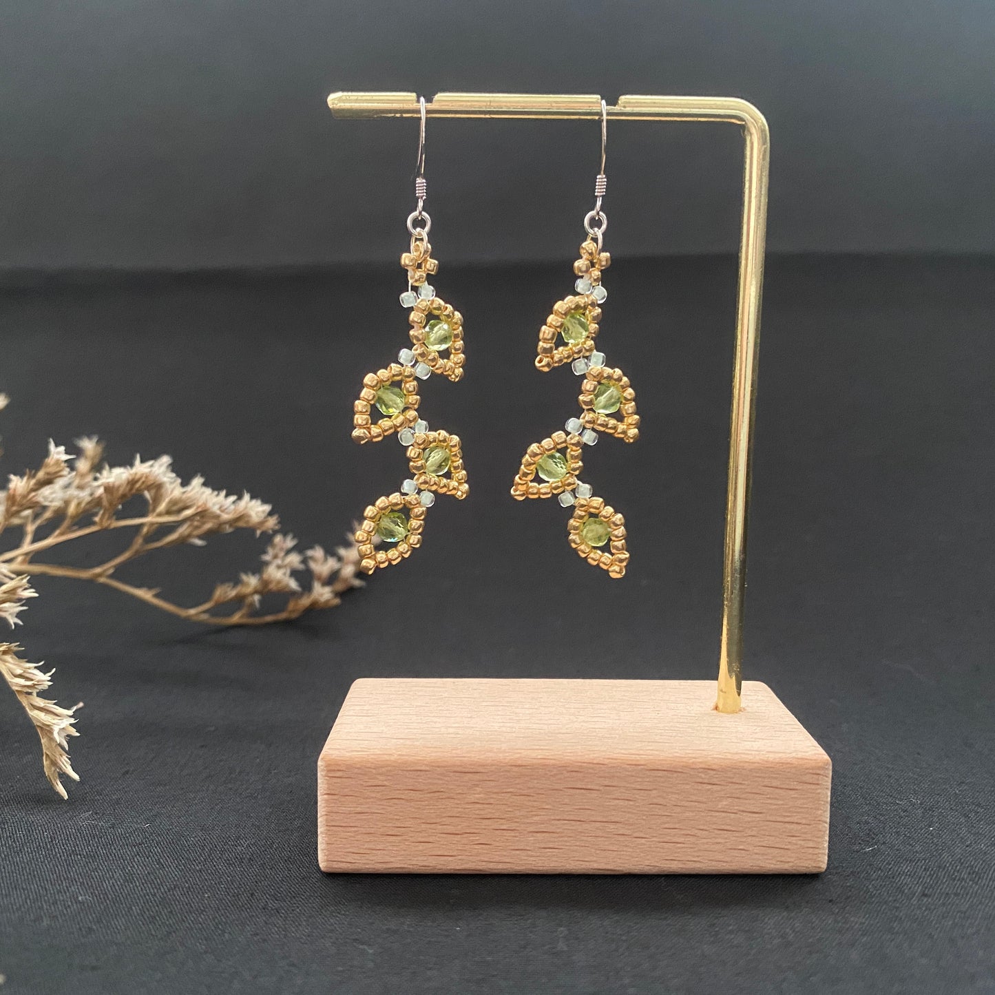 Peridot Leaf Earring