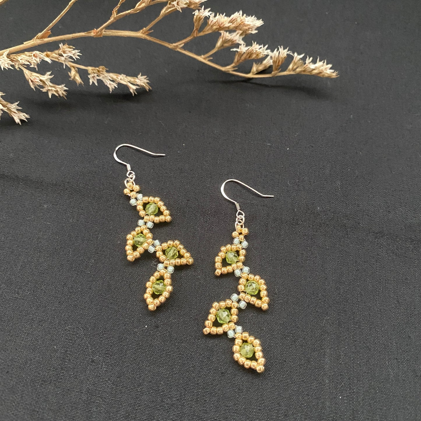 Peridot Leaf Earring