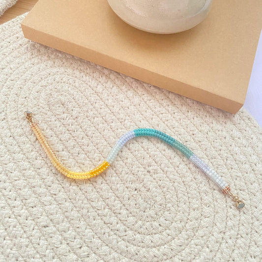 Yellow-Cyan-Blue Ombre Herringbone Bracelet