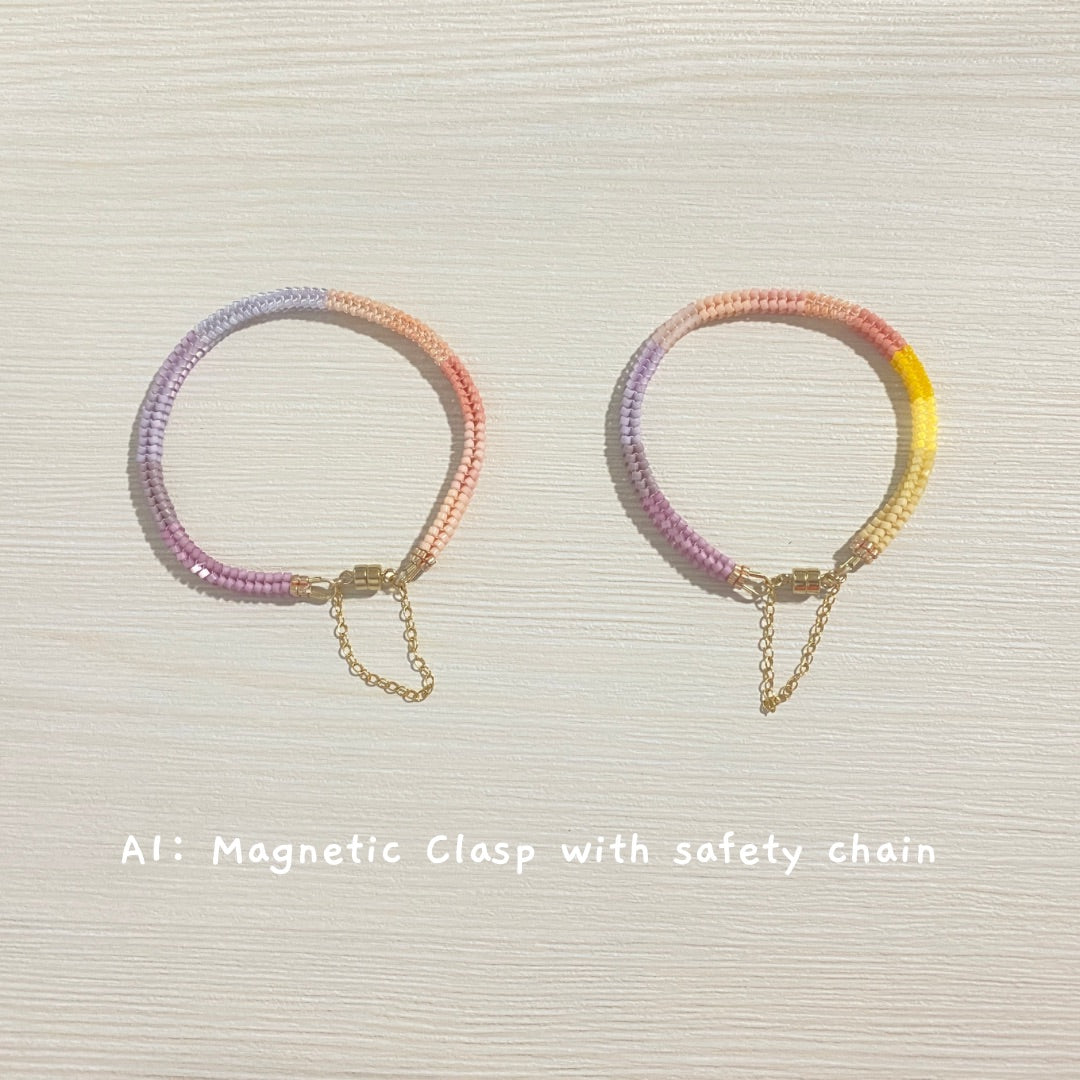 Yellow-Pink-Purple Ombre Herringbone Bracelet