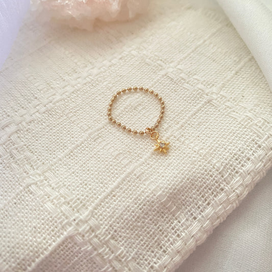 14K Gold-filled Beady Ring with North Star charm