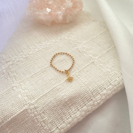 14K Gold-filled Beady Ring with North Star charm